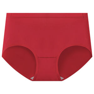 AIMO | กางเกงชั้นในทรงสามเหลี่ยมเอวกลางสำหรับผู้หญิง ผลิตจากผ้าโมดอล กางเกงชั้นในแบบไร้ตะเข็บ กางเกงชั้นในป้องกันแบคทีเรีย ลายดอกไม้ สีแดง