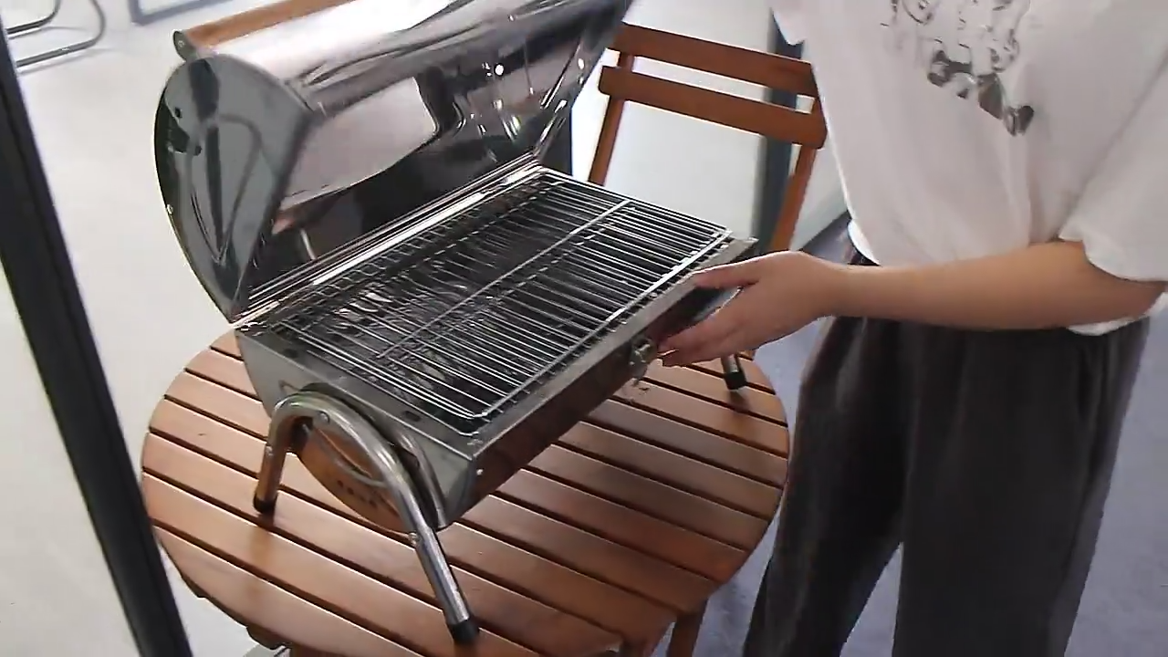 Portable Stainless Steel Charcoal Grill Double Sided Cooking Outdoor BBQ Smoker Grill With Stand