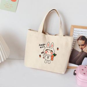 Fashionable Canvas Handbag Womens Lunch Box Bag 2025 New Cute Outdoors Bag Small Shoulder Bag for Office Workers