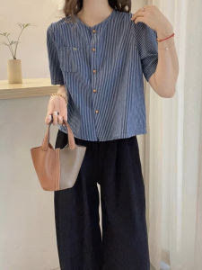 Shalldoer | Sun Protection Stripe Short Sleeve Shirt Casual Matching