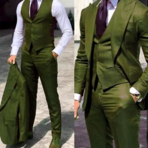 3PCS Mens Formal Tuxedo Set with Peaked Lapel Blazer Vest Pants - Fashion Business Suits for Wedding Party Groom