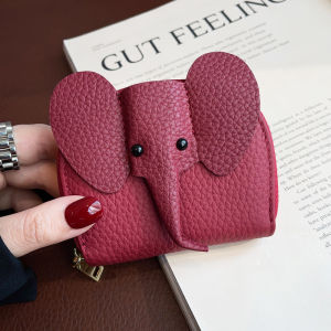 Smart King Lichi Grain Coin Purse for Women Genuine Cow Leather Cute Elephant Short Wallet Small Simple Card Bag 6288