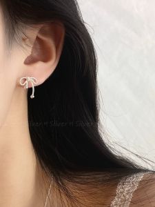 S925 Sterling Silver Butterfly Knot Necklace Ring Earrings Sweet Style Versatile Personality Unique Design Couple Jewelry