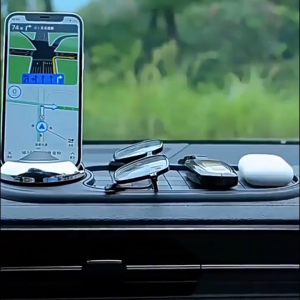 4 IN 1 Car Dashboard Anti Slip Mat Phone Key Glasses Storage Pad Car Non-silp Mat with Phone Holder&Parking Number Plate