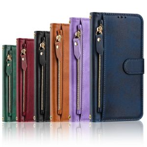 Zipper Wallet Flip Phone Case For iPhone 18 Pro Max 17 air 16 plus 15 14 PU Leather Multi Card Slots Kickstand Cover With Wrist Strap Magnetic Buckle Shockproof Protective Casing For Women