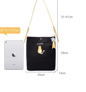 Trendy Canvas Tote Bag Womens Single Shoulder Commuter Bag Underarm Bucket Bag Office Bag Soft Nylon Material Magnetic Buckle