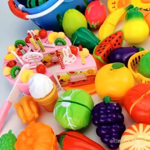 Fruit Vegetable Cutting Pretend Play Set Kids Cooking Slicing Toys DIY Gift Toys Kids Educational Toys Mainan Dapur Masak