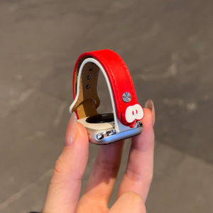 Uhada | Cute Apple Red Leather Double Buckle Smartwatch Band