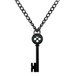 Movie Coraline Seeing Stone Pendant Necklace Green Stone Key Pendant Necklace Key buckle Laika Cosplay Costume Jewelry 