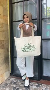 Tote Bag Aesthetic Resleting Vintage Tas Totebag Fashion Kuliah Muat Laptop Penutup Resleting