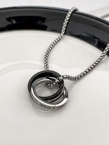Niche Style Fancy Necklace Mens Fashion Sweatshirt Sweater Chain Men Chain Double Ring Pendant Boys Accessories Women