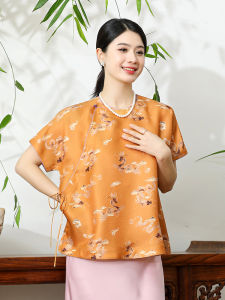 Silk  Satin Loose Top New Chinese Style Modified  Silk Shirt Summer Casual Womens Fashion Traditional Tang Suit