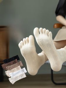 MiiOW | Womens Five-Finger Short Tube Socks Anti-Odor Absorbent Thumb Floor Socks Breathable Cotton Blend Comfortable All-Match Socks