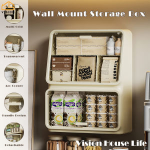 Vision Wall Mounted Storage Box Dust Proof Cup Storage Rack Desktop Coffee Tea Bag Organizer Multi-Layer Kitchen Supplies Storage Rack Office Instant Packet Shelf