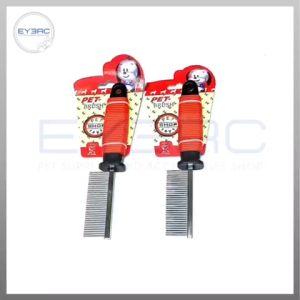Single Stainless Pet Comb with Rubber Handle