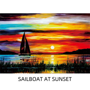 Jigsaw Puzzle for Adults 500/1000/1200/2000PCS Sailboat at Sunset Artwork Mindful Game Stress Relief Decor Gift