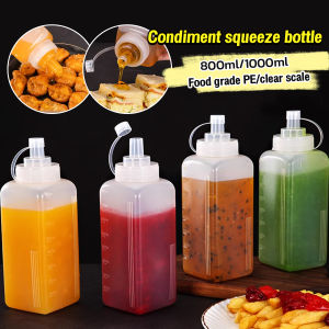 Digeo 800ml/1000ml Plastic Squeeze Condiment Bottles Ketchup Mustard Hot Sauces Olive Oil Bottle Kitchen Gadgets