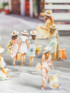 สติกเกอร์ตกแต่งโทรศัพท์มือถือ PET ดีไซน์การเดินทางแบบติดเต็มหน้าจอพร้อมลายมือและแก้วน้ำ เครื่องประดับสำหรับอุปกรณ์งานฝีมือ