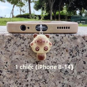 Mèo Dễ Thương & Rùa Xanh Type-C Điện Thoại Chống Bụi 1/5 Chiếc Phụ Kiện Trang Trí Mặt Dây Treo Cho iPhone 8-14 Cổng Sạc