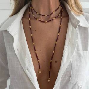 Lacteo Vintage Trend Adjustable Stackable Sweater Necklace for Women Exquisite Vintage Beaded Choker Neck Accessory Jewelry Gift