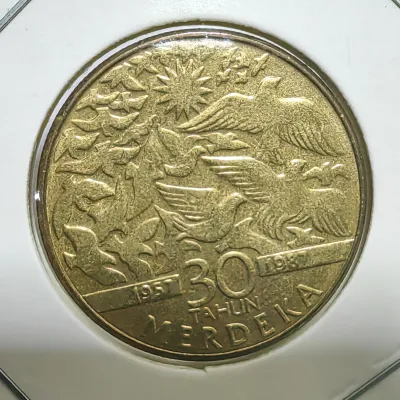 Duit Syiling 1987 Malaysia 30 Tahun Merdeka $1 Coin