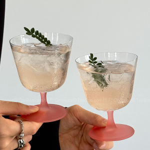 Premium Pink Wide-Mouth Short Foot Glass Cup Beverage Cup Cold Brew Cup Light Thin Special Cocktail Cup Creative Style