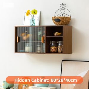 Wall Mounted Storage Cabinet Glass Wooden