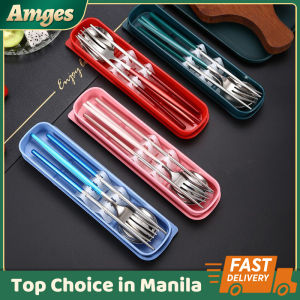 304 Stainless Steel Cutlery Set Chopsticks Spoon Fork/Box Essential Artifact for Student Travel