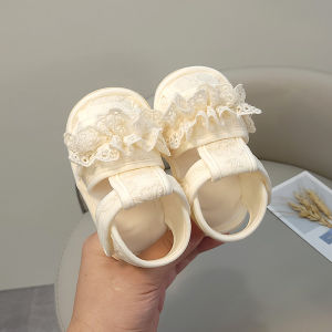Baby Girl Sandals 0-1 Year Old Bows Cloth Babys Shoes Toddler Shoes Non Slip Soft Bottom Baby Shoes Princess Shoes Summer