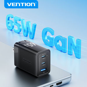 Vention 65W GaN 3 Port USB Type C Fast Charger Quick Charge 4.0 3.0 Type C PD USB Charger for iPhone 16 15 14 13 Pro Max Samsung S23 S22