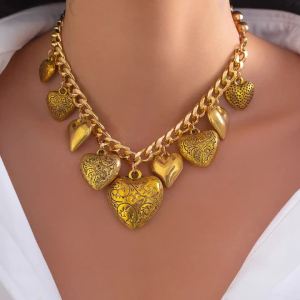 Ingemark 2Pcs/Set Punk Vintage Coin Tassel Pendant Choker Necklace Metal Chain Bracelets for Women Fashion Statement Jewelry Set