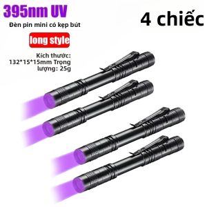 Đèn Pin Tia Cực Tím 395nm Đèn Pin UV Cầm Tay Đèn Tím Có Kẹp Bút Đèn Phát Hiện Nước Tiểu Thú Cưng & Bọ Cạp Sử Dụng Pin AAA