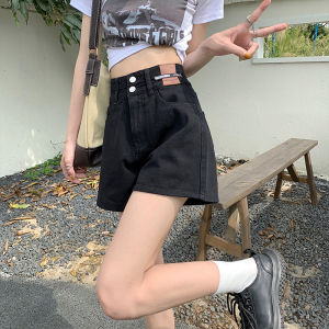 Summer Thin High Waist Loose A-Line Large Size Black Wide Leg Hot Shorts Womens Denim Shorts Casual Versatile High Waist Shorts