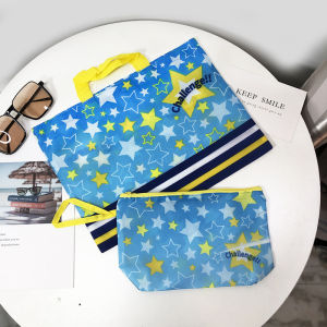 Cute Cartoon Printed Nylon Fabric Handbag Tuition Bag Small Size Student Art Bag Document Pouch Gift Bag