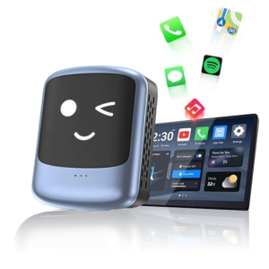 Bộ Chuyển Đổi CarPlay Không Dây Emo Robot AI Box Nano OTTOCAST Phát Trực Tuyến Đa Phương Tiện Với Trợ Lý Giọng Nói AI Cho Việc Lái Xe Rảnh Tay