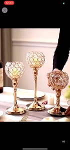 MOKETA 3PCS Nordic Crystal Candlestick Candle Holder Wedding Candlestick Sparkler Birthday Party Decoration