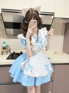 ชุดแม่บ้านคอสเพลย์สาวสวยหวานชุดยูนิฟอร์มโลลิต้าวันฮาโลวีนชุดเดรสแม่บ้านใส่ในชีวิตประจำวันไซส์ใหญ่