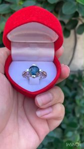 แหวนพลอยโทพาสแท้(Topaz)สี London Blue Topaz เงินแท้ 92.5% เคลือบทองคำขาว ไซส์นิ้ว 49 หรือ 5 US สินค้าส่งในกล่องเครื่องประดับ พร้อมใบรับประกัน