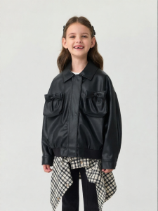 Marc&Janie | Butterfly Bow Leather Jacket Girls Outerwear