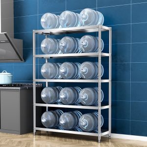 Thicken Kitchen Cabinet Rack 304 Stainless Steel Kitchen Rack Organizer Shelf 3/4/5 Layer Kitchen Floor Stand Rack Microwave Oven Rack Dish Plate Rack Spice Rack Big Size Warehouse Supermarket Rack Space Saver
