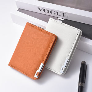 Fashionable Short Mens Wallet Leather Card Holder Multi-Slot Cross Pattern High-End Feeling Bifold Money Clip Youth PU Leather