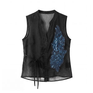 Shalldoer | Stylish New Chinese Style Shirt Summer New Arrival Mandarin Collar Waist-accentuating Blended Shirt