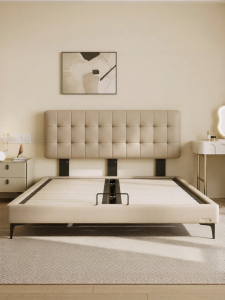 Ultrathin Headroom Cattlehide Bed High Box Storage