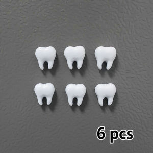 Cute White Tooth Shape Expression Resin Fridge Magnet Dental Health Themed Magnetic Home Office Decoration
