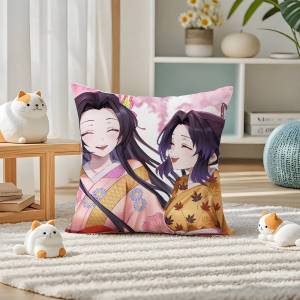 Bandai | Demon Slayer Hashibira Inosuke Anime Plush Pillow Cover Soft Short Plush Cushion Cover For Sofa Bedroom Home Decor Gift