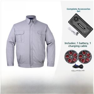 NUDO | Noding Summer Cooling Workwear With Fan Mens Outdoor Labor Protection Suit Rechargeable Polyester Cotton Blend Factory Workshop