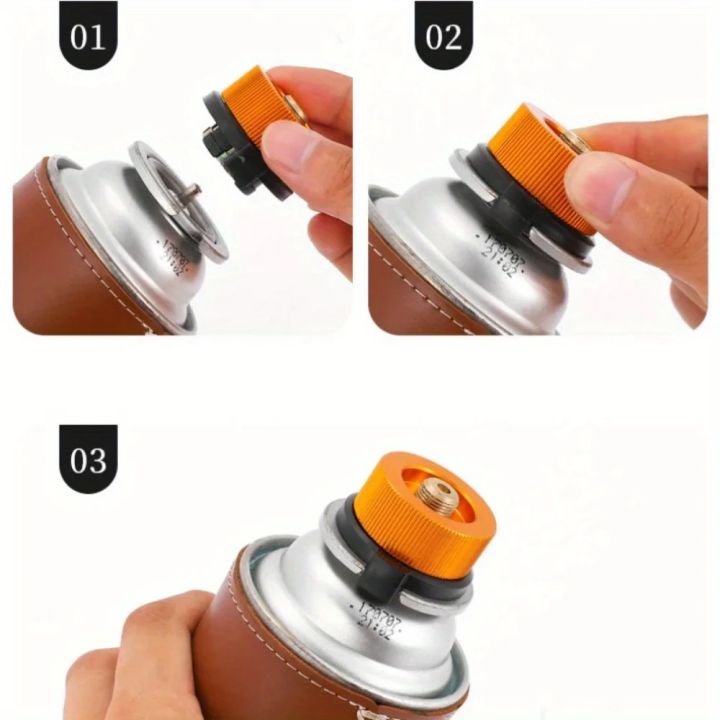 CAIJIEXI 3 Sets Camping Stove Nozzle Refill Adapter Flat Gas Tank Inflation Valve Gas Cylinder Inflation Valve Auto Off Gas Camping Stove