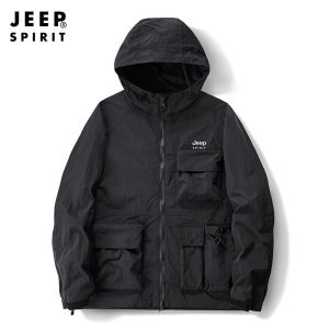 Jeep Spirit nam Áo khoác nam nam và nữ tính phí Áo khoác sọc nam phù hợp với áo leo núi ngoài trời nam chống gió và không thấm nước Áo khoác làm việc trùm đầu