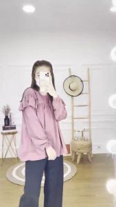 Atasan Wanita Blouse Ruffle Lengan Panjang Terbaru 2024 Korean Style Fashion Kekinian SAFAYA VIONA