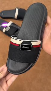 Dép Quai Ngang Da Phối Dù May Kỹ Sắc Nét Hàng Đế Khâu Cao Cấp Form Ôm Chân Kiểu Dáng Thể Thao.